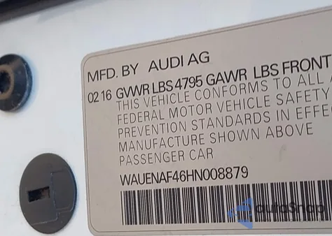 2017 Audi A4 2.0T Premium z USA, uszkodzony, nr VIN WAUENAF46HN008879